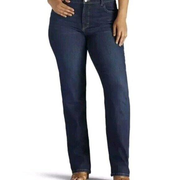 Lee Womens Plus Instantly Slims Relaxed Fit Straight Leg Jeans 20 W Ellis Long - Picture 1 of 4